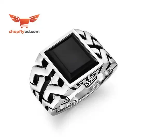 JP Italian Black Stone Finger Ring
