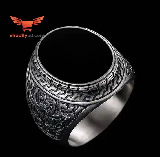 JP Italian Black Stone Finger Ring