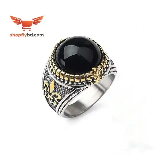 Turkish Black Stone Finger Ring For Men